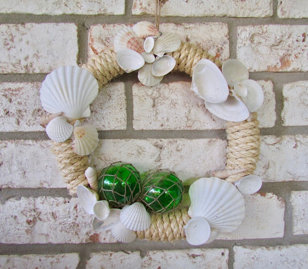 Coastal Wreath With Seashells, Glass Floats and Nautical Rope - Etsy