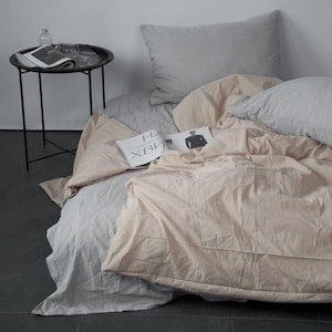 Beige Washed Cotton Full Bedding Set: Soft, Lightweight & Breathable