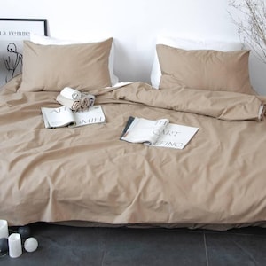 Mocha Cotton Bedding Set: Matte 100% Natural Fabric, Hypoallergenic