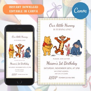 Classic Winnie the Pooh Baby Shower Invite, Winnie the Pooh Baby Shower, Winnie the Pooh Baby Shower, Editable Template, Printable Invite