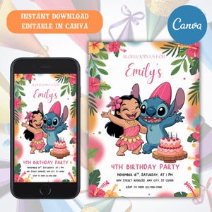 Bearbeitbare Lilo & Stitch Party Einladung, Geburtstag Pool einladen Stitch Party einladen Druckbare Pool Geburtstagsvorlage, sofortiger digitaler Download
