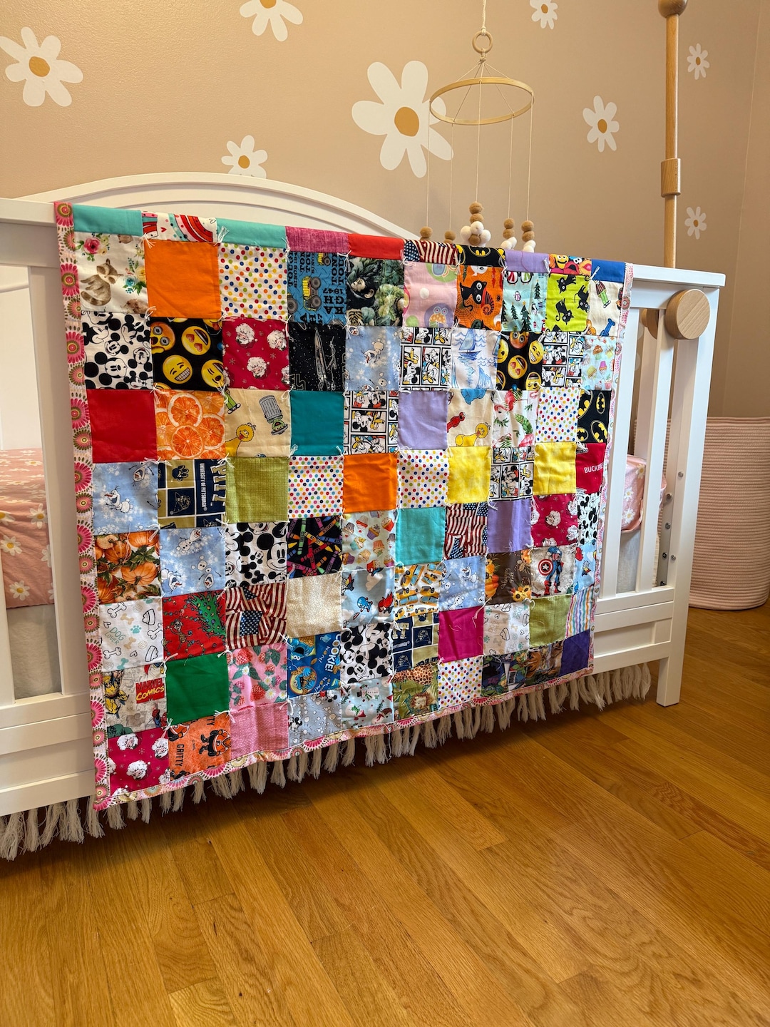 New Handmade 36x36” Patchwork Crib Quilt – Knotted Baby or Lap Blanket ...