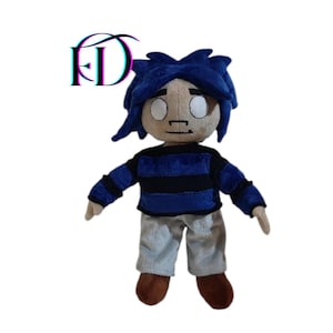 2D Plüschtier Inspiriert von Gorillaz | Handgemachte 35 cm weiche Puppe, Sammler Geschenk für Fans, einzigartiger Musik Band Charakter Plüsch