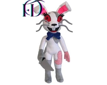 Conejito de peluche hecho a mano, inspirado en un juego de terror espeluznante, 40 cm