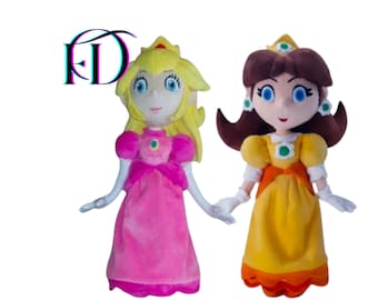 Handgefertigte Prinzessin Plüschpuppen Set, rosa und gelbe Prinzessin Stofftiere, niedliche Gamer inspiriert Plüschtiere, Fantasy königliches Geschenk, 40 cm Sammlerstück