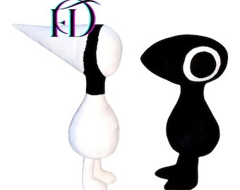 Conjunto de peluches Ida y Totem: Peluches minimalistas hechos a mano, 30 cm