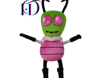 Peluche de robot extraterrestre hecho a mano: personaje de dibujos animados verde