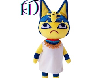 Handmade 45cm Plush Inspired by an Egyptian Cat Villager – Soft Stuffed Toy, Collector's Gift