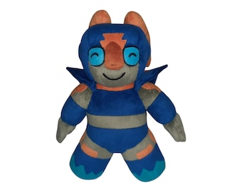 Handmade Blue and Orange Robot Plush: Sci-Fi Space Hero Doll