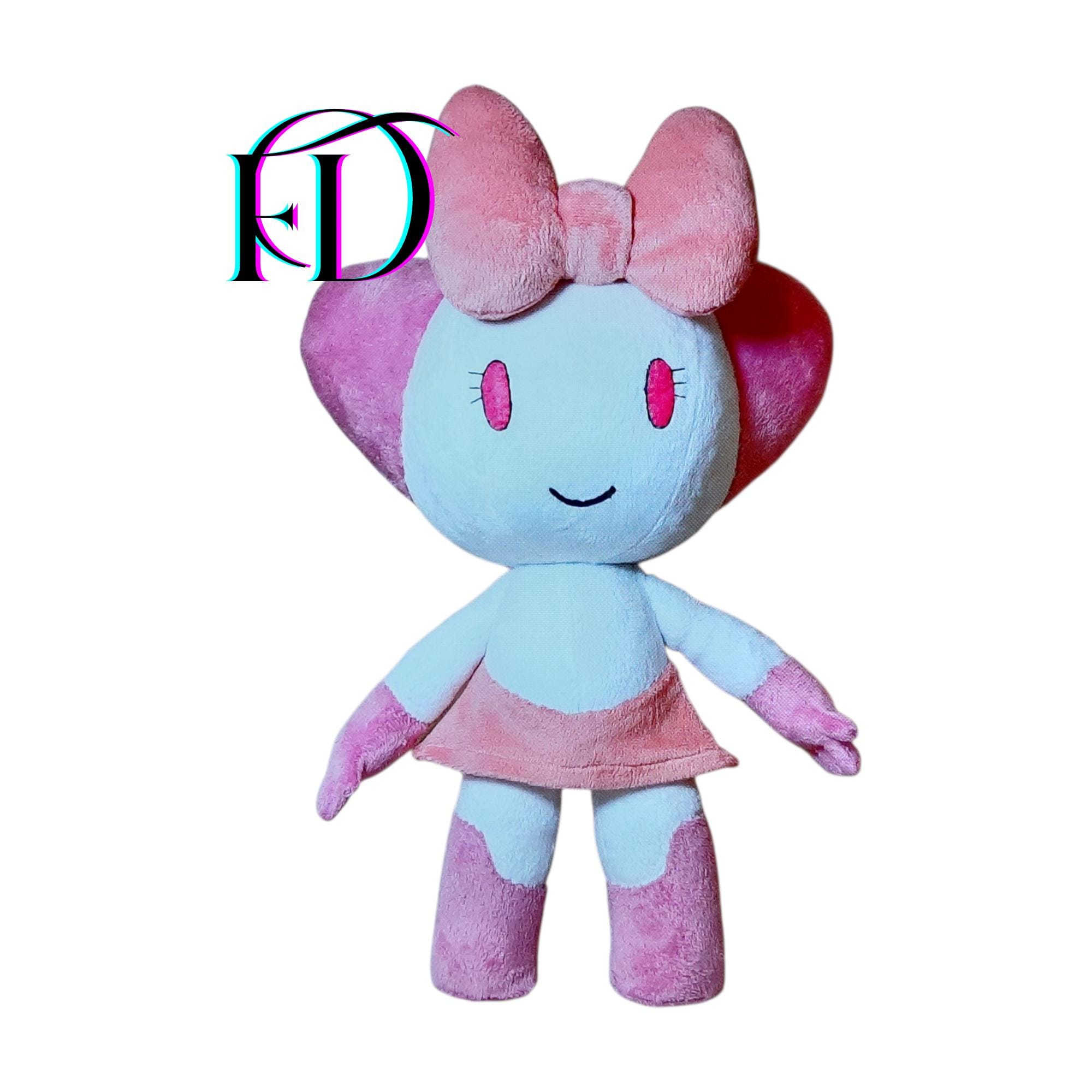 自作ぬいぐるみ・ピンクの女の子 ピンクのロボットガールぬいぐるみ：手作りフリースおもちゃ、SFファン