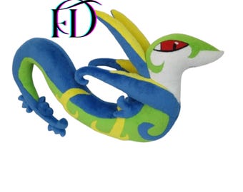 Handmade Serperior Plush Toy – Green Snake Dragon Stuffed Animal, 50 cm Soft Plushie Gift