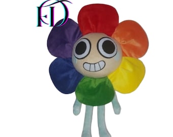 Peluche Rainbow Flower Buddy de 35 cm, hecho a mano e inspirado en el arte de los fans.