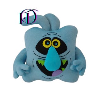 Blue Cartoon Ghost Plush – Handmade Soft Toy – Grumpy Spirit-Inspired Plushie – 30 cm (11.8 in)