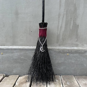 Black Witch Broom, Halloween besom, Halloween Broom, Wedding Broom, Witch Broom Decor, Handmade Broom