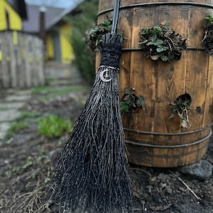 Black Witch Broom, Halloween besom, Halloween Broom, Wedding Broom, Witch Broom Decor, Handmade Broom