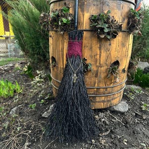 Black Witch Broom, Halloween besom, Halloween Broom, Wedding Broom, Witch Broom Decor, Handmade Broom