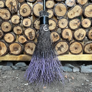 Black And Purple Witch Broom, Halloween besom, Halloween Broom, Wedding Broom, Witch Broom Decor, Handmade Broom