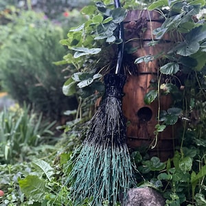 Black And Green Witch Broom, Halloween besom, Halloween Broom, Wedding Broom, Witch Broom Decor, Handmade Broom