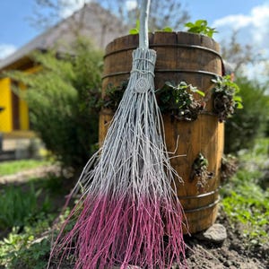 White and Pink Birch Broom, Besom, Birch Broom, Natural Witch Broom, Wizard Broom, Halloween broom, Decorative Broom, Wedding Decor