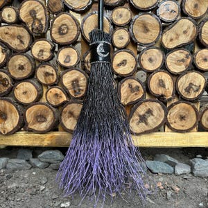 Black And Purple Witch Broom, Halloween besom, Halloween Broom, Wedding Broom, Witch Broom Decor, Handmade Broom