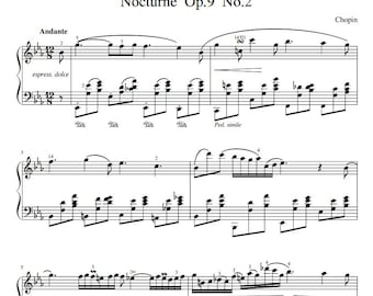 簡略版ノクターン作品9-2｜ショパン簡単ピアノ楽譜 - 印刷可能なPDF