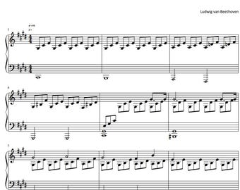 Sonata Claro de Luna - Partitura para piano para principiantes (4 páginas)