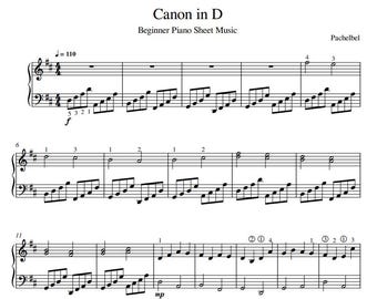 Canon en Re – Partitura para piano para principiantes (Descarga digital en PDF)