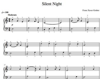 Noche de Paz - Partitura navideña para piano para principiantes (1 página)