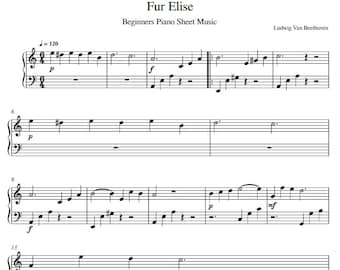 Para Elisa - Partitura para piano para principiantes