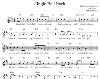 Jingle Bell Rock - Partitura fácil para piano de Navidad