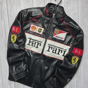 Ferrari F1 Racing Leather Jacket: Scuderia Moto Bomber - Motorsport Streetwear
