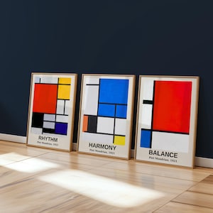 Mondrian Art Prints Set: Geometrisch minimalistisches Dekor (Digitaler Download)