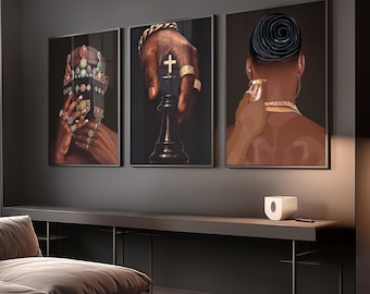 Black Man Wall Art, African American Artwork, Luxury Black Art Print, Stylish Modern Wall Art,Hypebeast Black Man Wall Art, Digital Download
