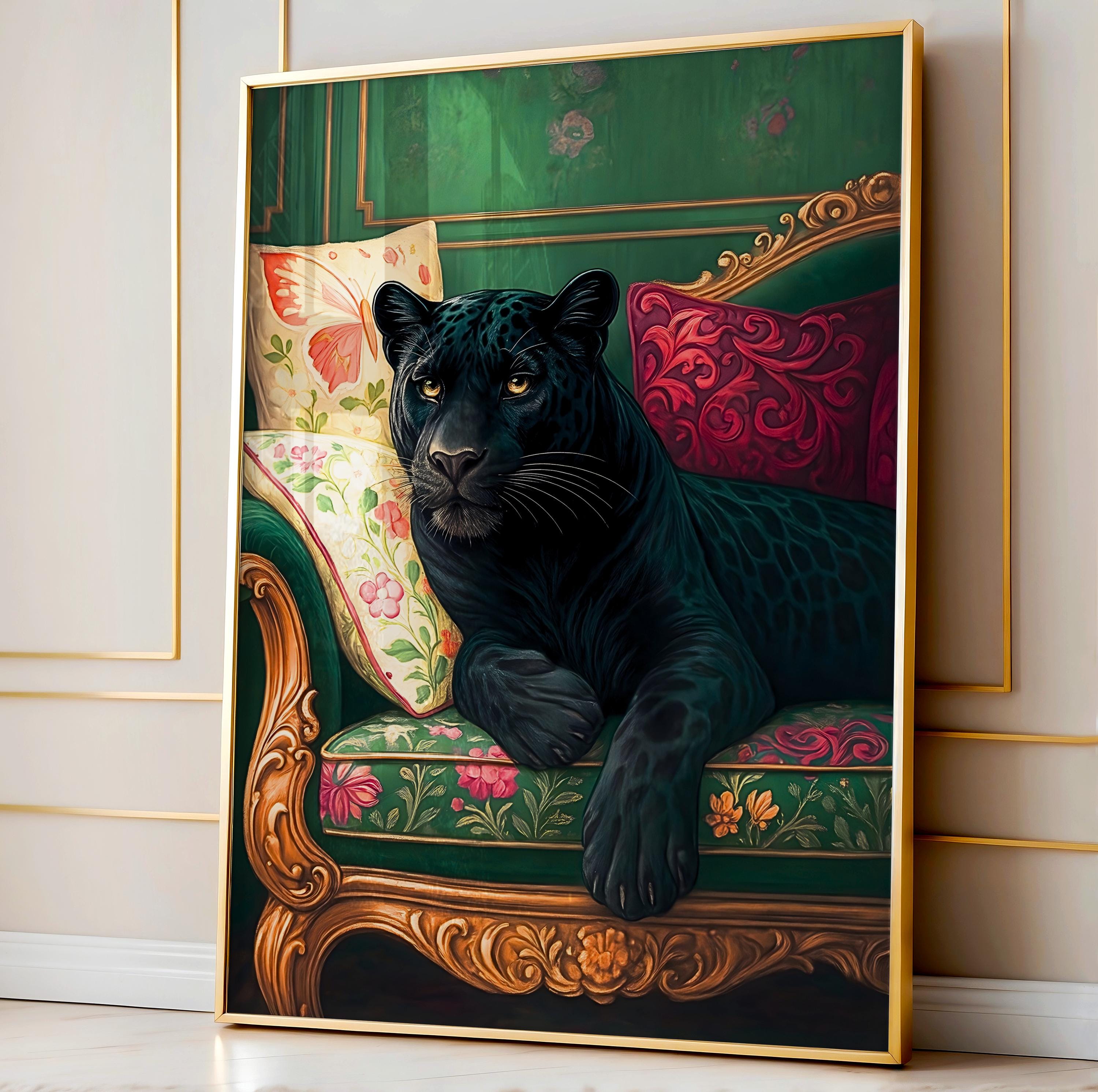 Black velvet panther painting - Etsy 日本