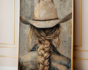 Abstract Cowgirl Art Print: Edgy Western Farmhouse Decor (Digital Download)