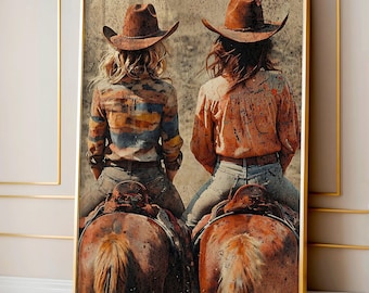 Abstract Cowgirl Art Print: Trendy Western Farmhouse Decor (Digital Download)