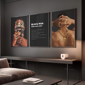 Arte de parede do homem negro, arte afro-americana, impressão de arte negra de luxo, arte de parede moderna e elegante, arte de parede do homem negro Hypebeast, download digital