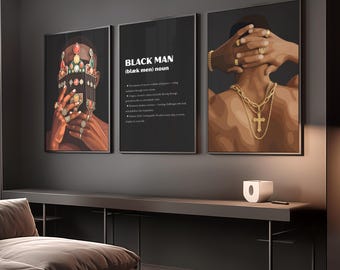 Black Man Wall Art, African American Artwork, Luxury Black Art Print, Stylish Modern Wall Art,Hypebeast Black Man Wall Art, Digital Download