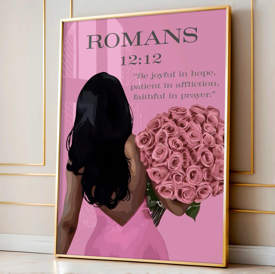 Pink Christian Wall Art Set of 3, Bible Verse Prints, Scripture Wall ...