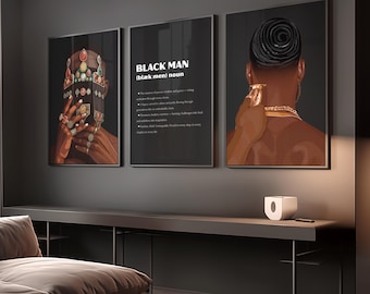Black Man Wall Art, African American Artwork, Luxury Black Art Print, Stylish Modern Wall Art,Hypebeast Black Man Wall Art, Digital Download