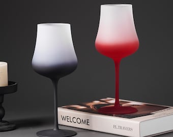 Vintage Frosted Wine Glass: Elegant Toasting Goblet, Unique Home Bar Barware Set and Cocktail Gift For Friends