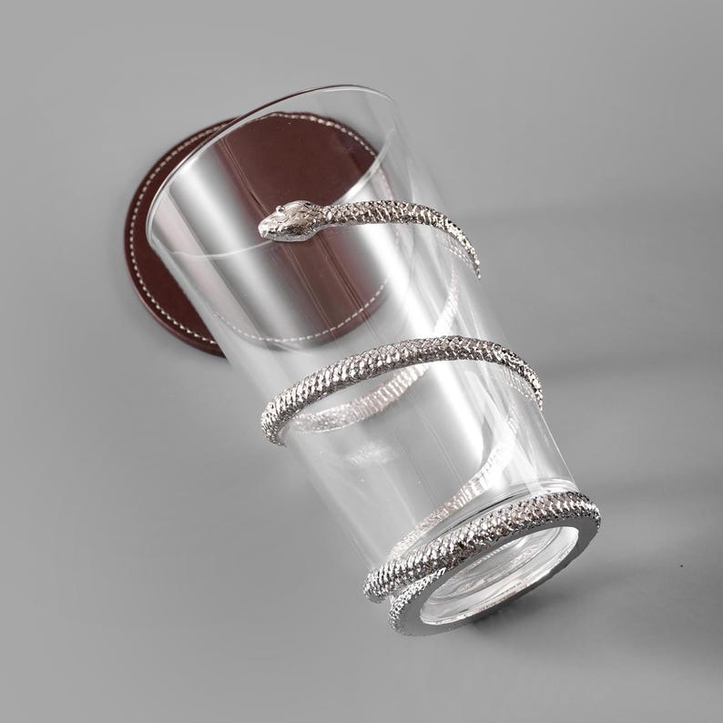 Handmade Snake Whiskey Glass: Metal Rocks Glass for Whisky Lovers, Gothic Design Barware Gift for Home Bar, Unique Gift for Him