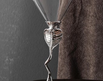 Cobra Stem Martini Glasses: Handmade Metal Cocktail Glass, Vintage Home Barware Set, Unique Goblets Gift Idea