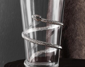 Handblown Metal Snake Beer Glass: Engraved Tumbler for Drink Lovers, Personalized Barware Gift for Him