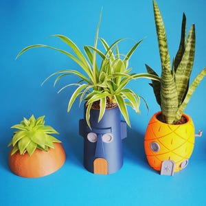 SpongeBob Topfpflanze – Lustige Dekofigur im Blumentopf | Perfekt fürs Büro, Regal oder als Geschenk | Handmade & Fanart