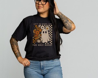 Holy Ghost Comfort Colors Tee - Christian Halloween T Shirt - Cute Faith Based Spooky Season Tee