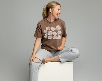Pumpkin Patch Collage Comfort Colors T Shirt - Cute Fall Graphic Shirt for Women - Pumpkin Patch T Shirt -