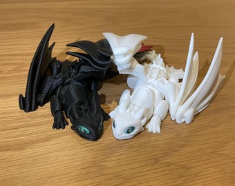 トゥースレスとライトフューリーをイメージした3Dプリントのドラゴン