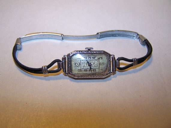 Art Nouveau Womens Watch Bedford Watch Co 14k White Gold Etsy