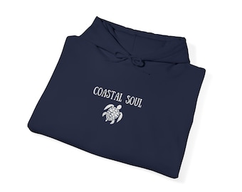 Sudadera con capucha y bordado de tortuga marina / Sudadera Coastal Soul